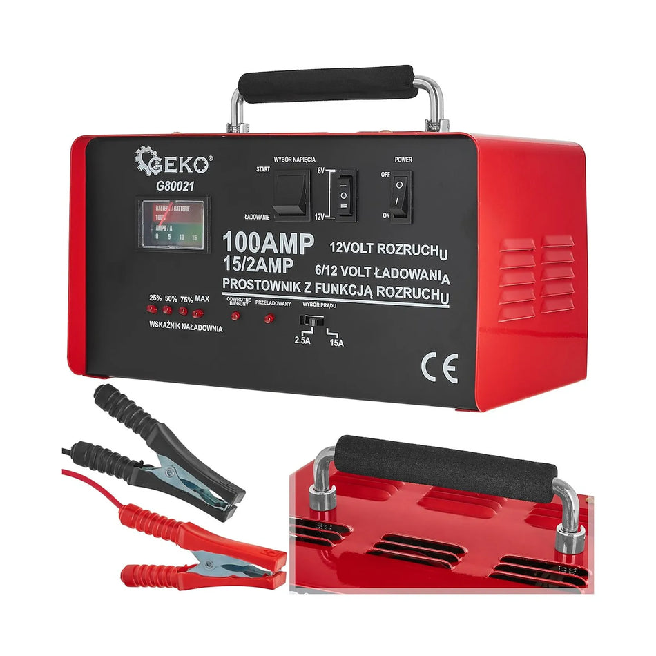 GEKO Batterijlader met engine jumpstart 100A 6/12V 15A 20-120Ah