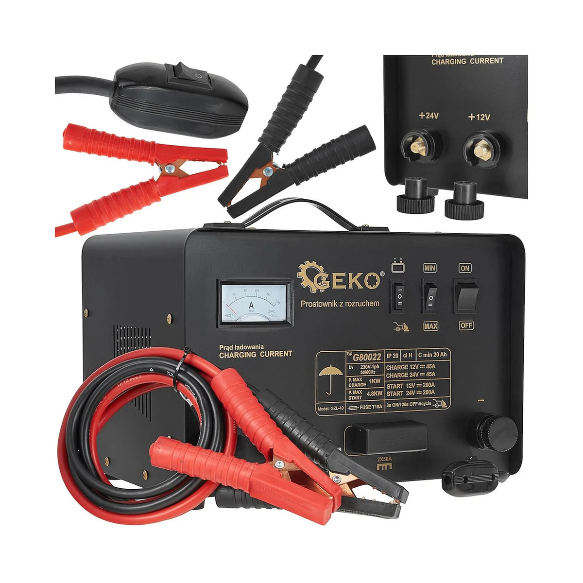 GEKO Acculader met motorstartfunctie 12/24V 200A