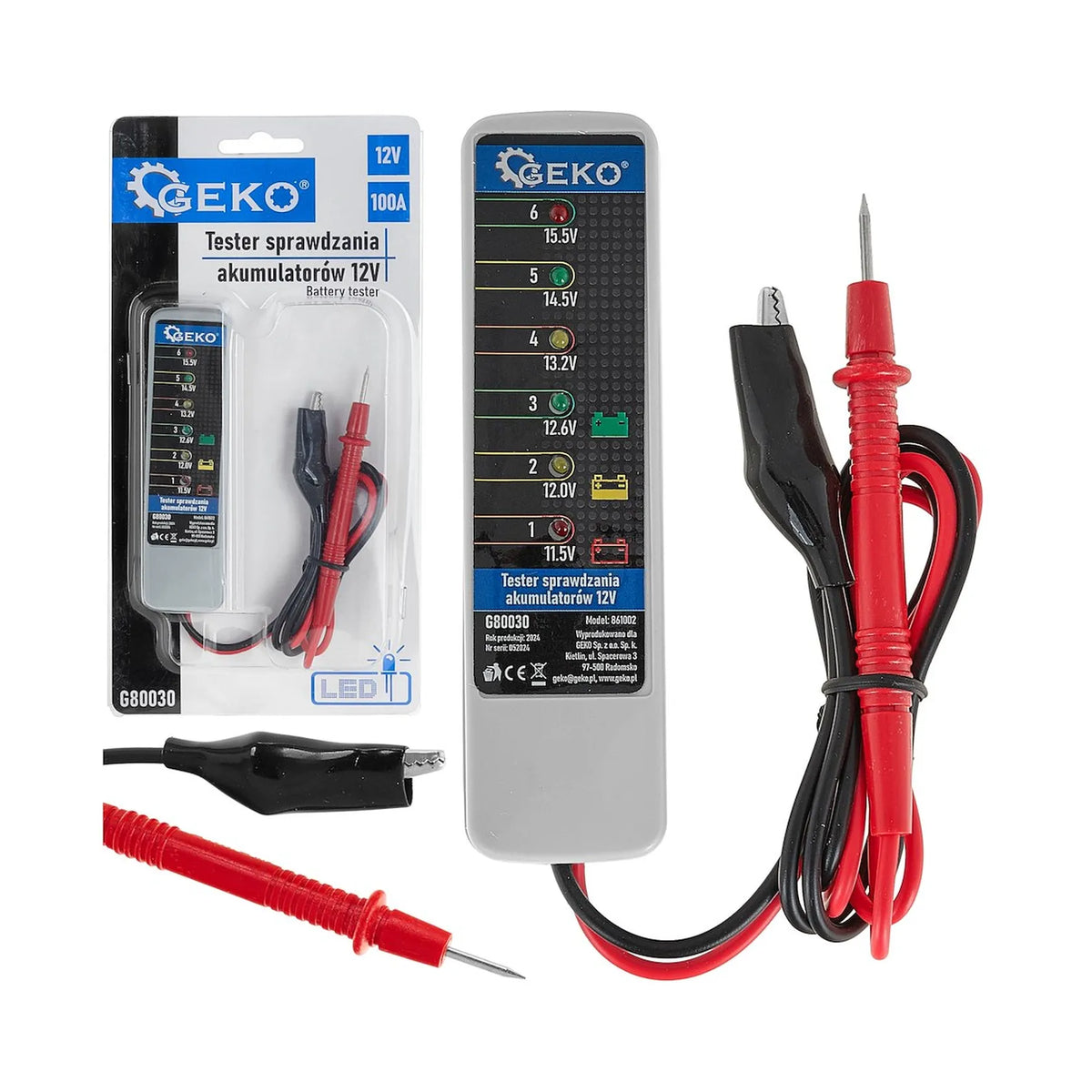 GEKO 12V Accu- en dynamotester met LED-indicator