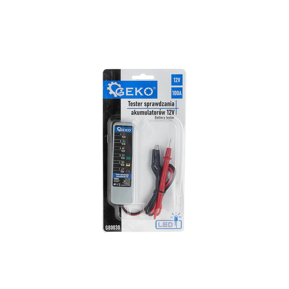GEKO 12V Accu- en dynamotester met LED-indicator
