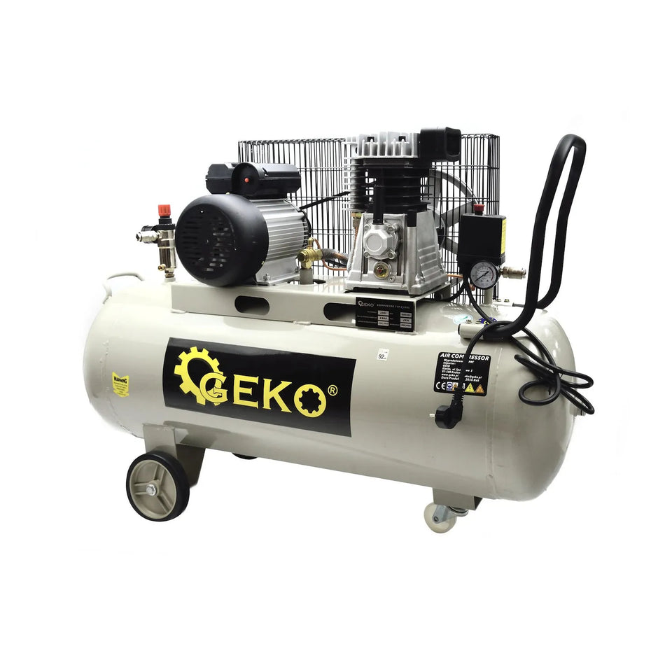 GEKO Luchtcompressor met oliesmering 100 liter horizontale tank 8 bar 390 L/min