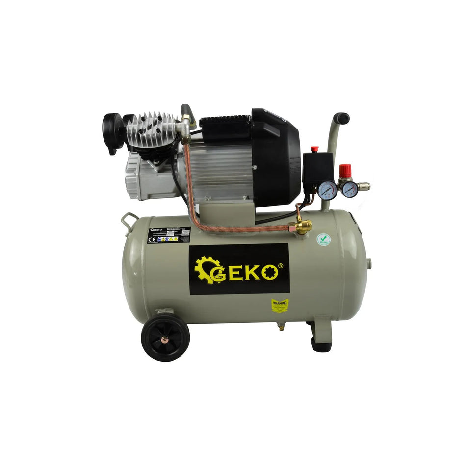 GEKO Luchtcompressor met oliesmering 50 liter V-Twin horizontale tank 8 bar 410 L/min