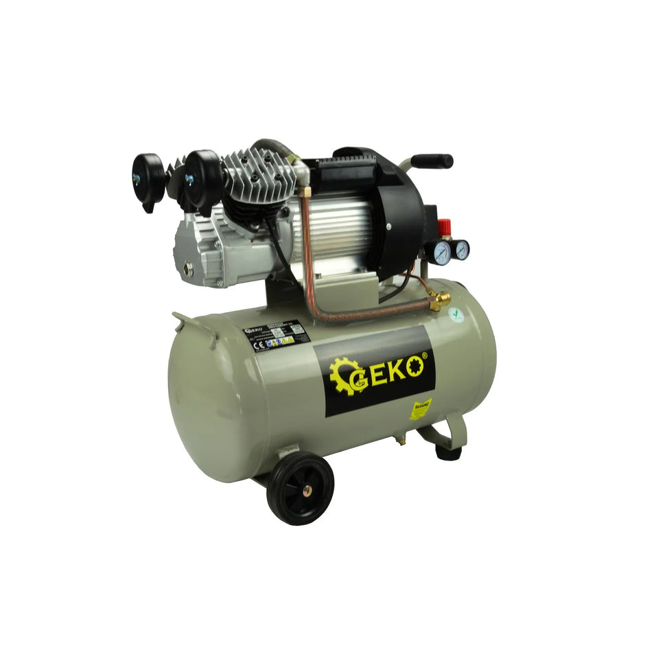 GEKO Luchtcompressor met oliesmering 50 liter V-Twin horizontale tank 8 bar 410 L/min