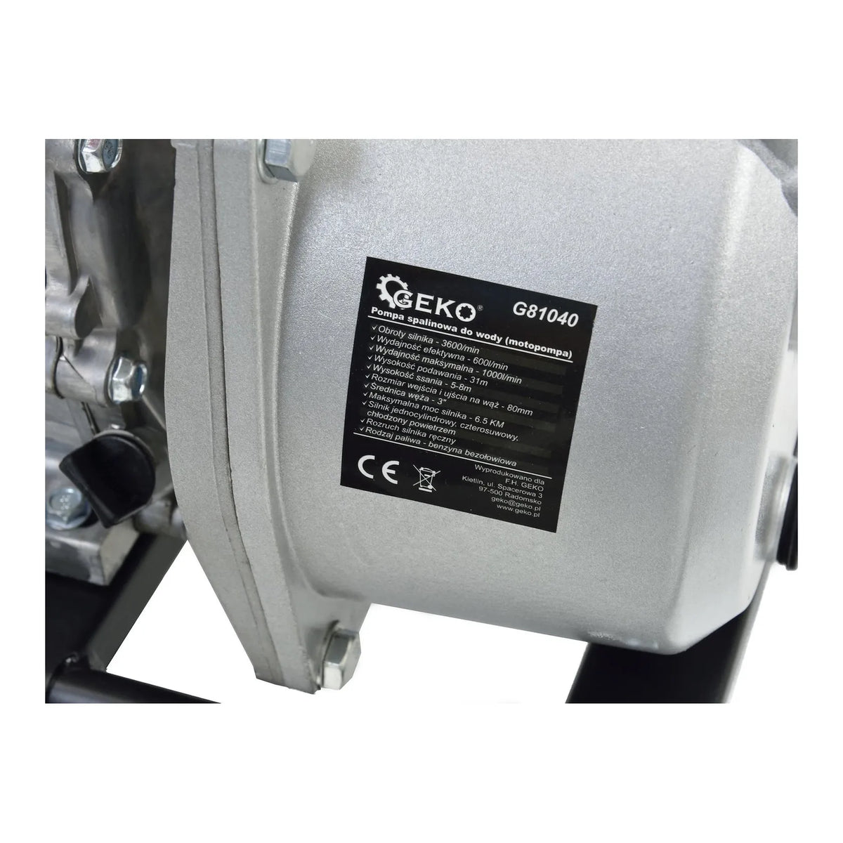 GEKO Benzine waterpomp met 6,5 kW motor 3"