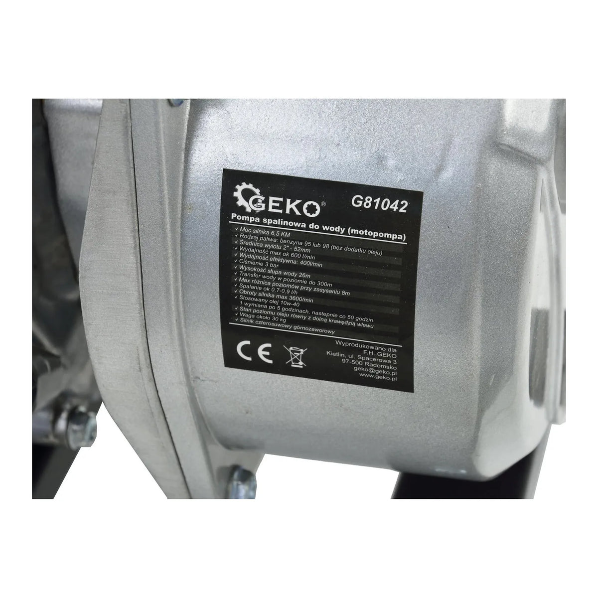 GEKO Benzine waterpomp met 6,5 PK motor 2"