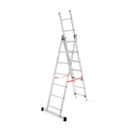 AWTools Aluminium multifunctionele ladder 3x7 sporten 150 kg draagvermogen