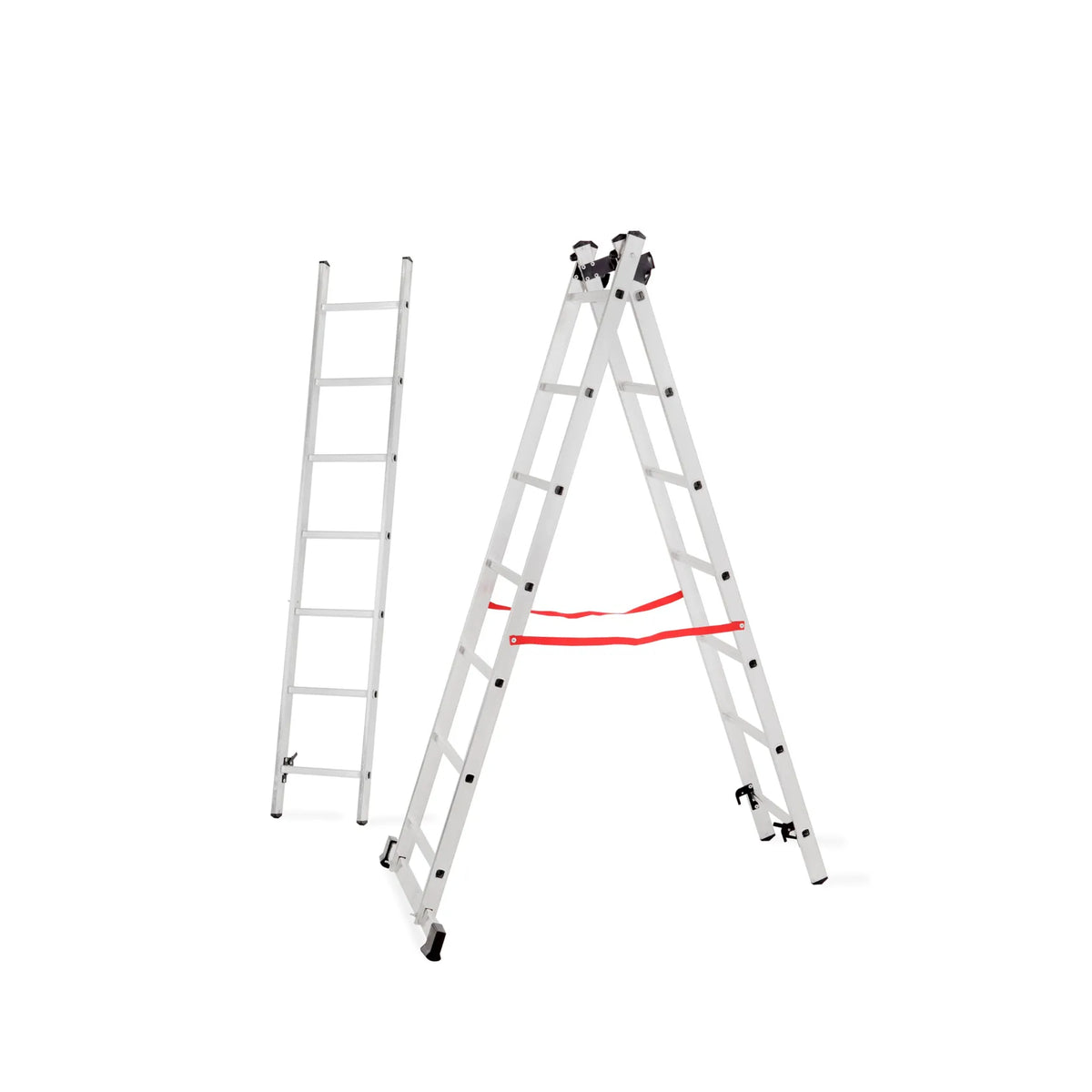 AWTools Aluminium multifunctionele ladder 3x7 sporten 150 kg draagvermogen