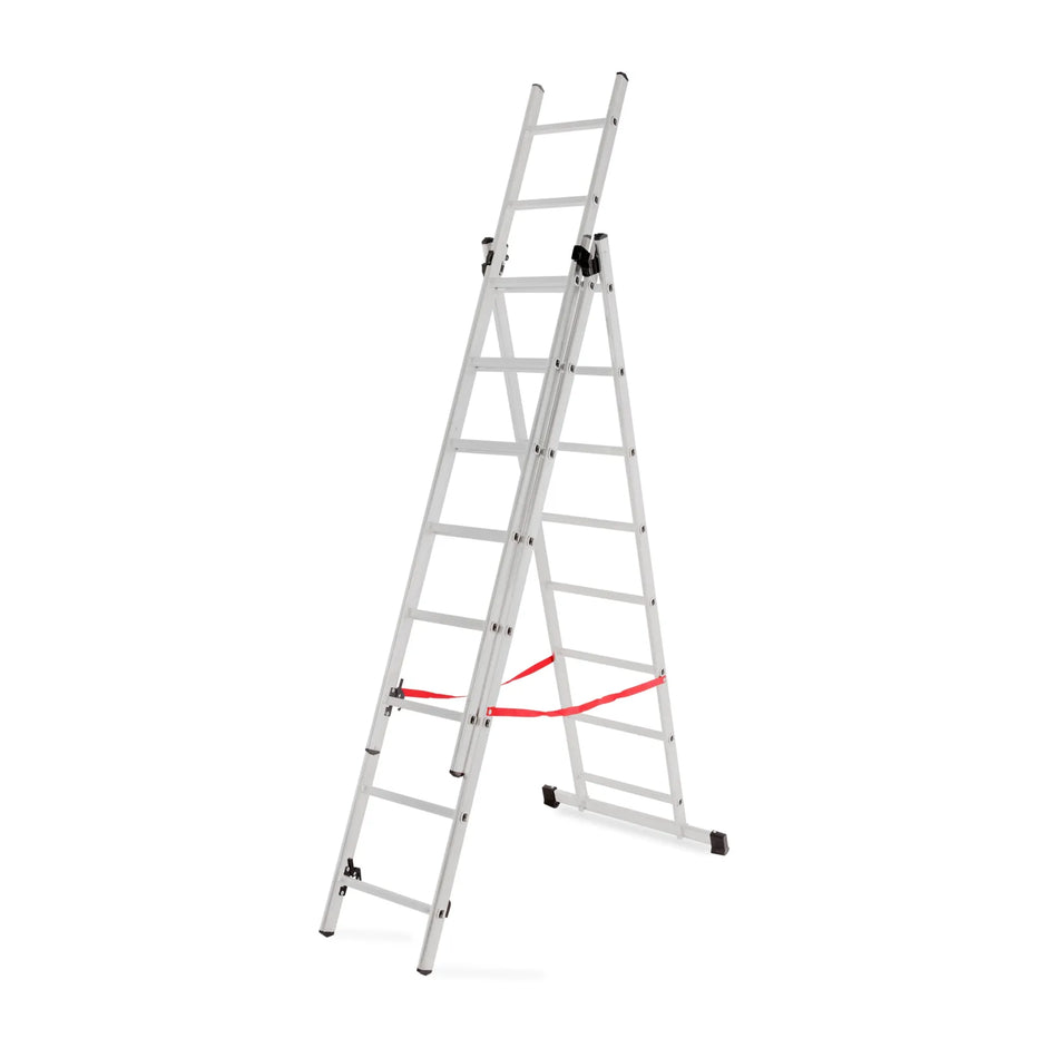 AWTools Aluminium drie-elementen ladder Basic 3x8 sporten 150 kg