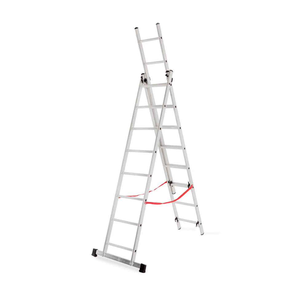 AWTools Aluminium drie-elementen ladder Basic 3x8 sporten 150 kg