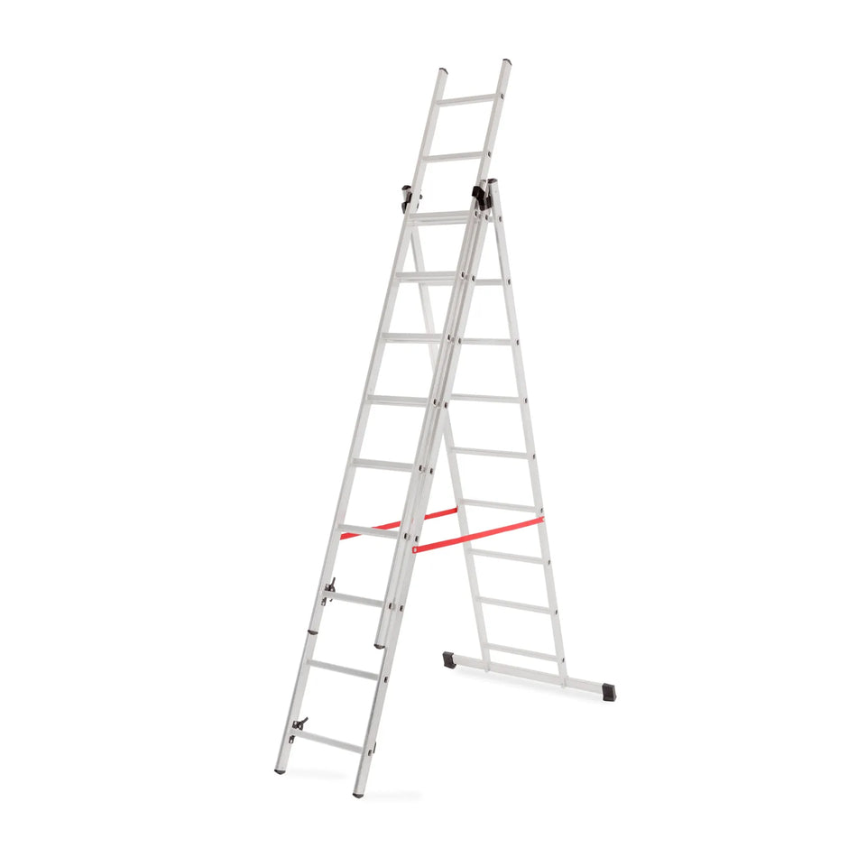 AWTools Aluminium drie-elementen ladder Basic 3x11 sporten 150 kg