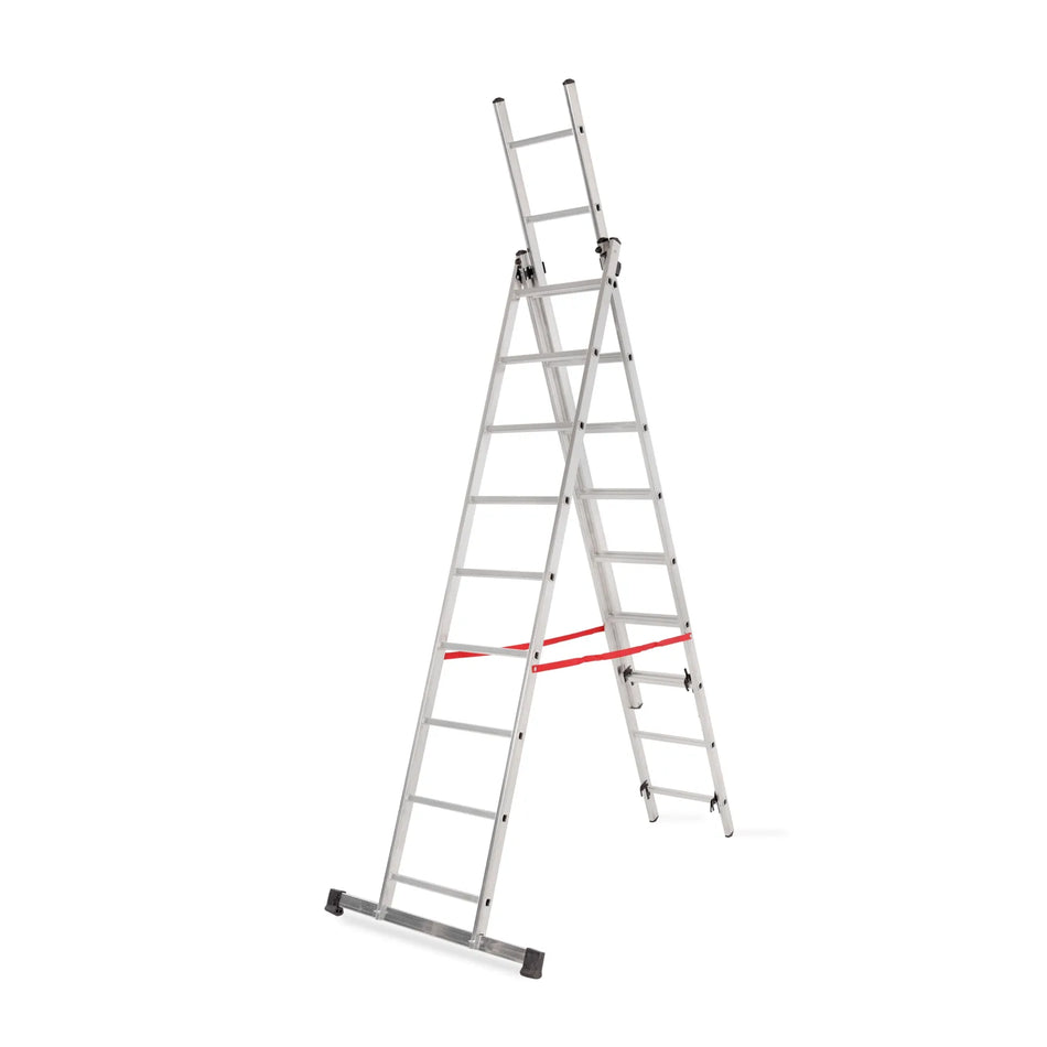 AWTools Aluminium drie-elementen ladder Basic 3x9 sporten 150 kg