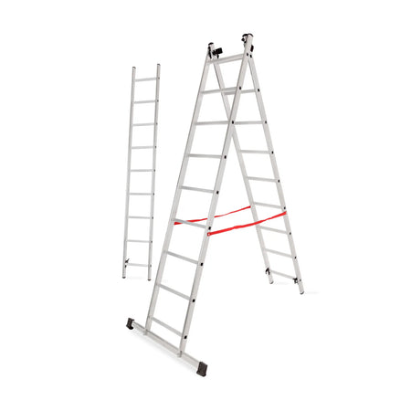 AWTools Aluminium drie-elementen ladder Basic 3x11 sporten 150 kg