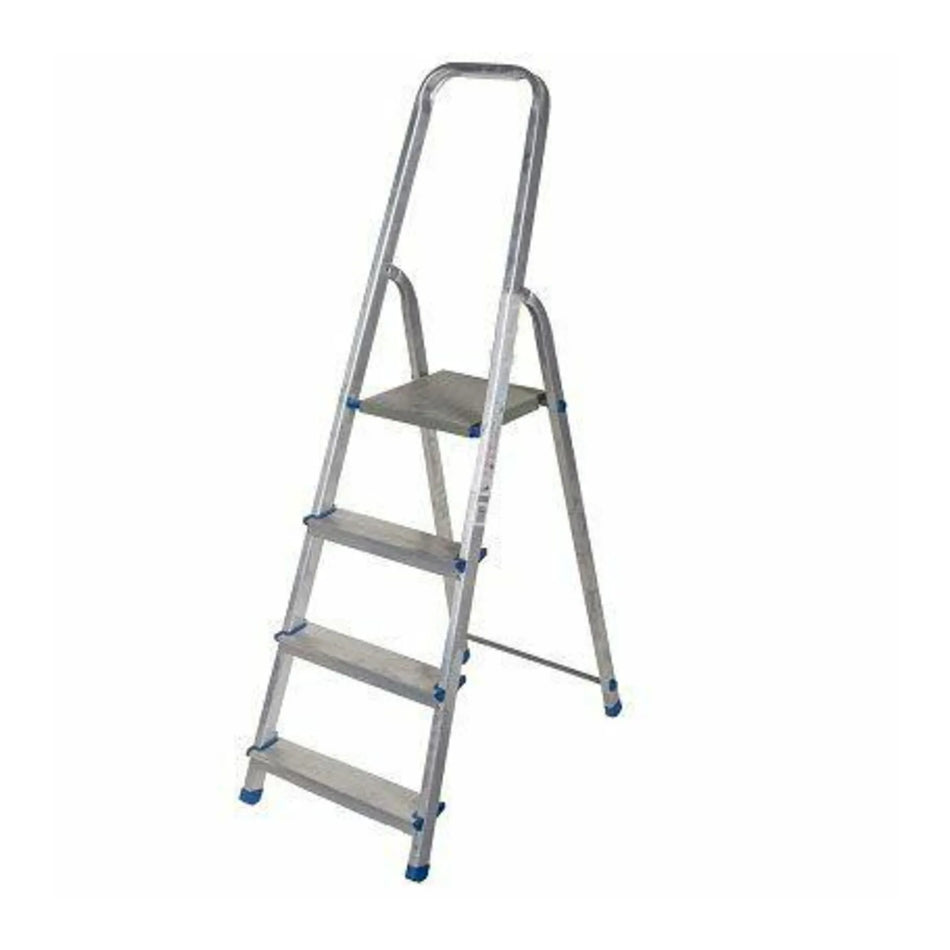 AWTools aluminium vouwladder 150 kg 4 treden vrijstaand