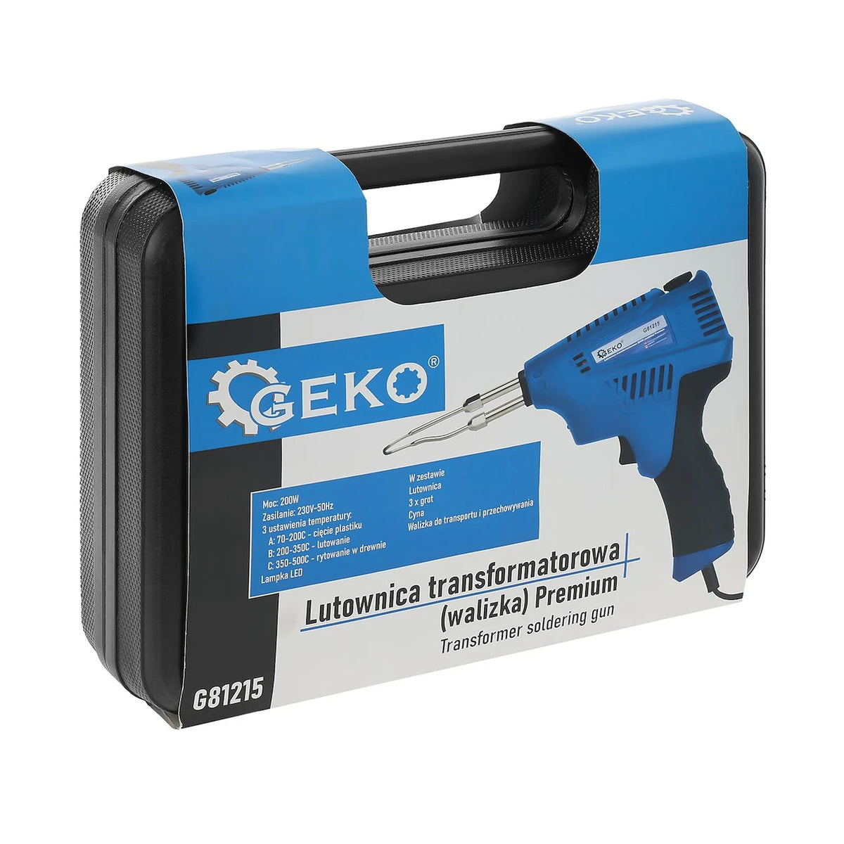 GEKO Soldeerpistool met LED 200W inclusief Koffer