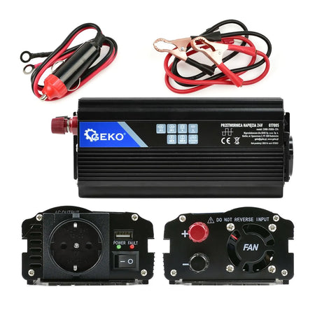 GEKO Spanningomvormer 24V/230V 500/1000W met USB en koeling