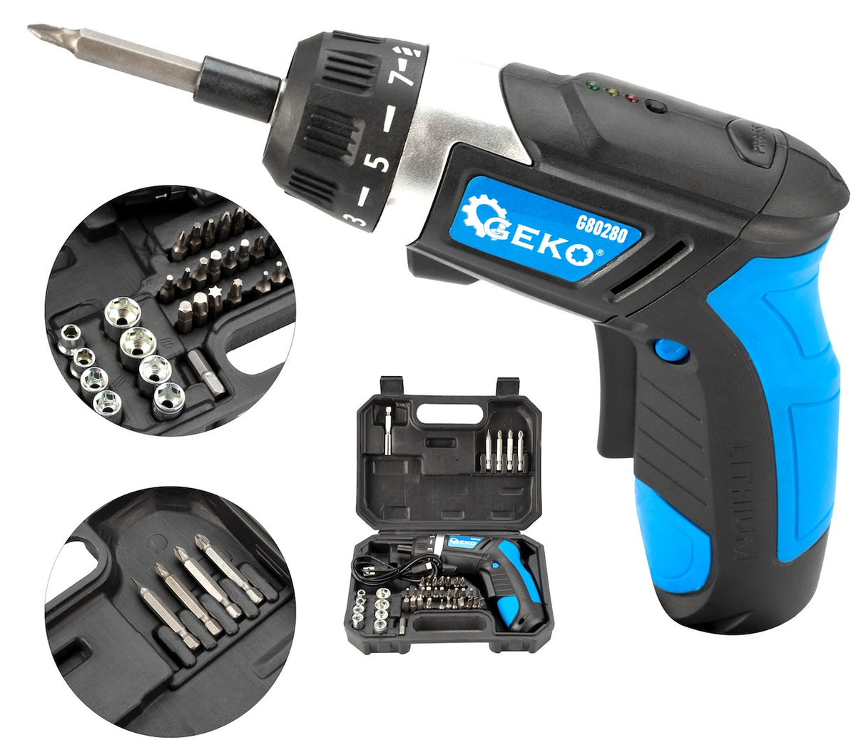 GEKO Accuschroevendraaier 3,6 V 1300 mAh met Accessoires