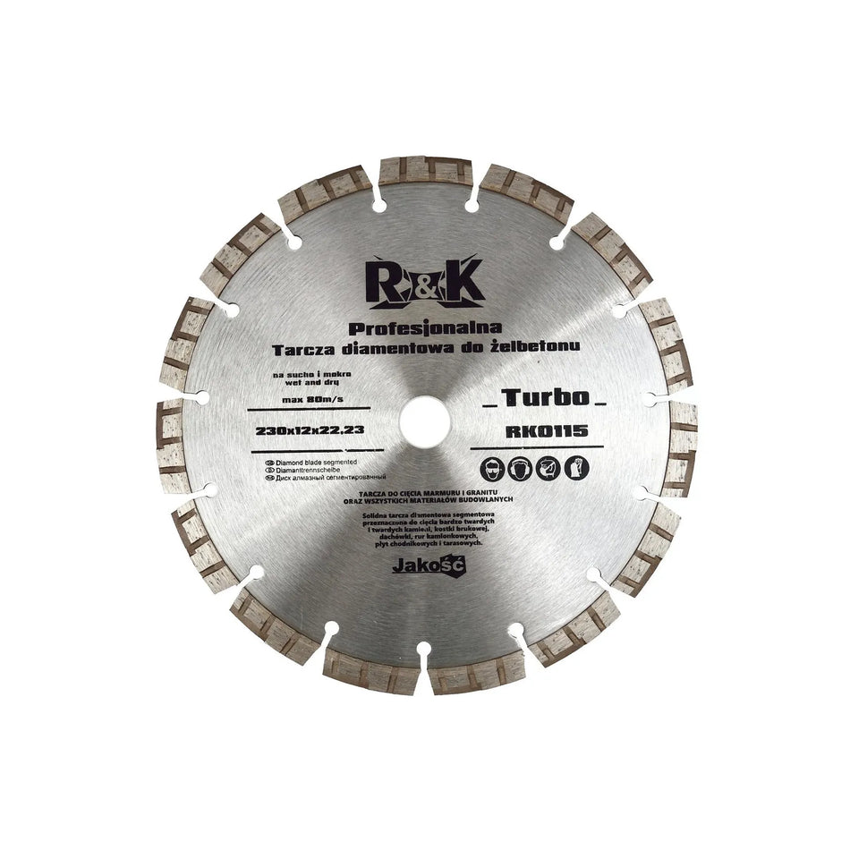 GEKO Diamant zaagblad Cold Pressed turbo segment 230 x 12 x 22,23mm