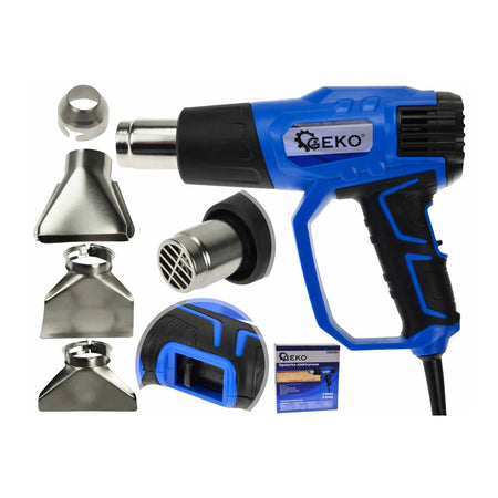 GEKO Heteluchtpistool 2000W met D-handgreep en 4 accessoires