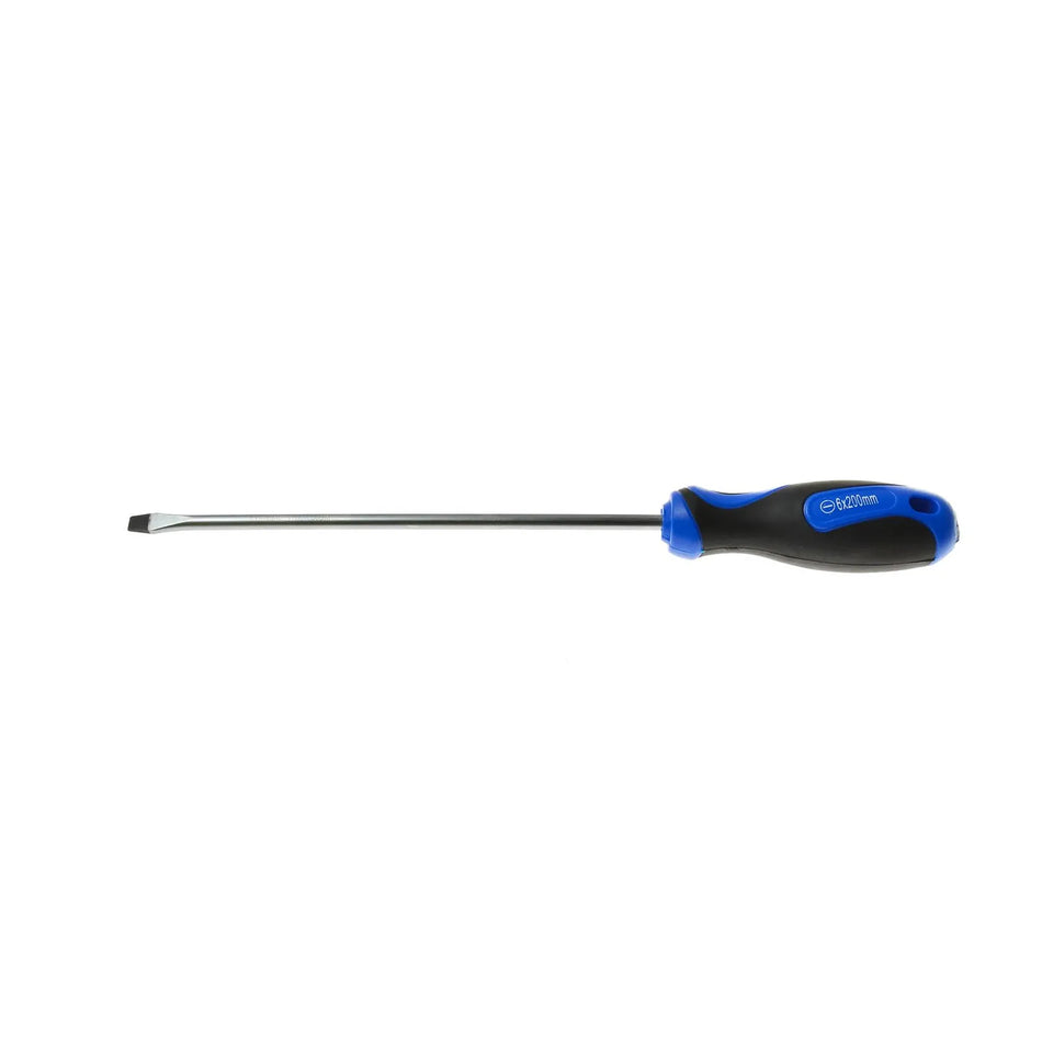 GEKO Schroevendraaier met sleuf 6 x 200mm met bi-materiaal handgreep