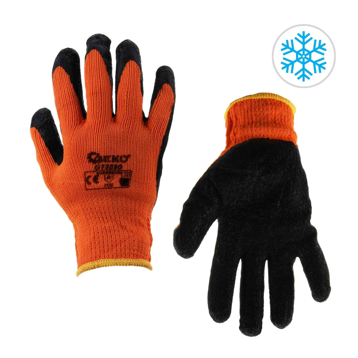 GEKO Winterhandschoen met acrylvoering en latex coating oranje maat10