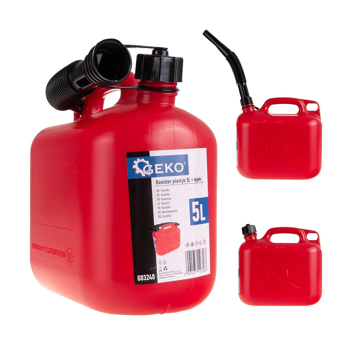 GEKO Kunststof brandstofkan met flexibele schenktuit 5L