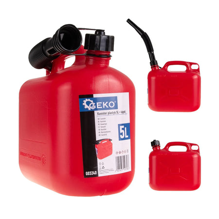 GEKO Kunststof brandstofkan met flexibele schenktuit 5L