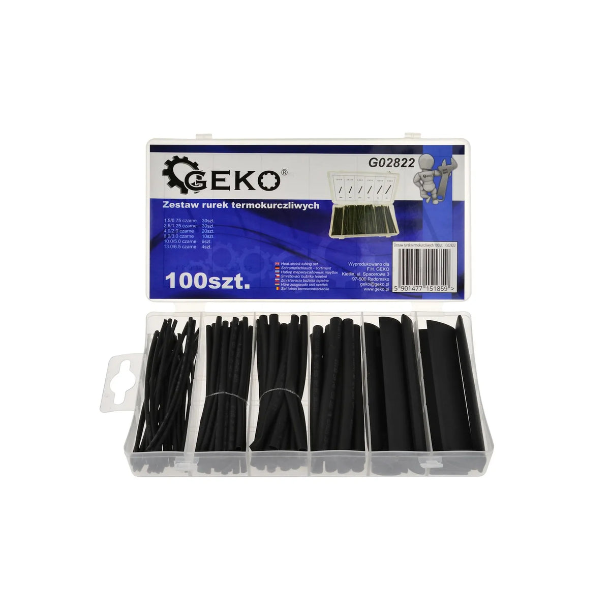 GEKO Assortiment krimpkousen zwart 100-delig