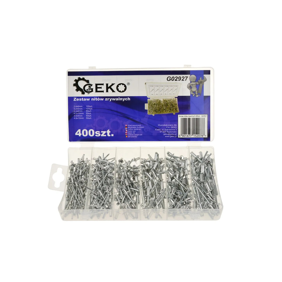 GEKO Aluminium popnagelset 400-delig