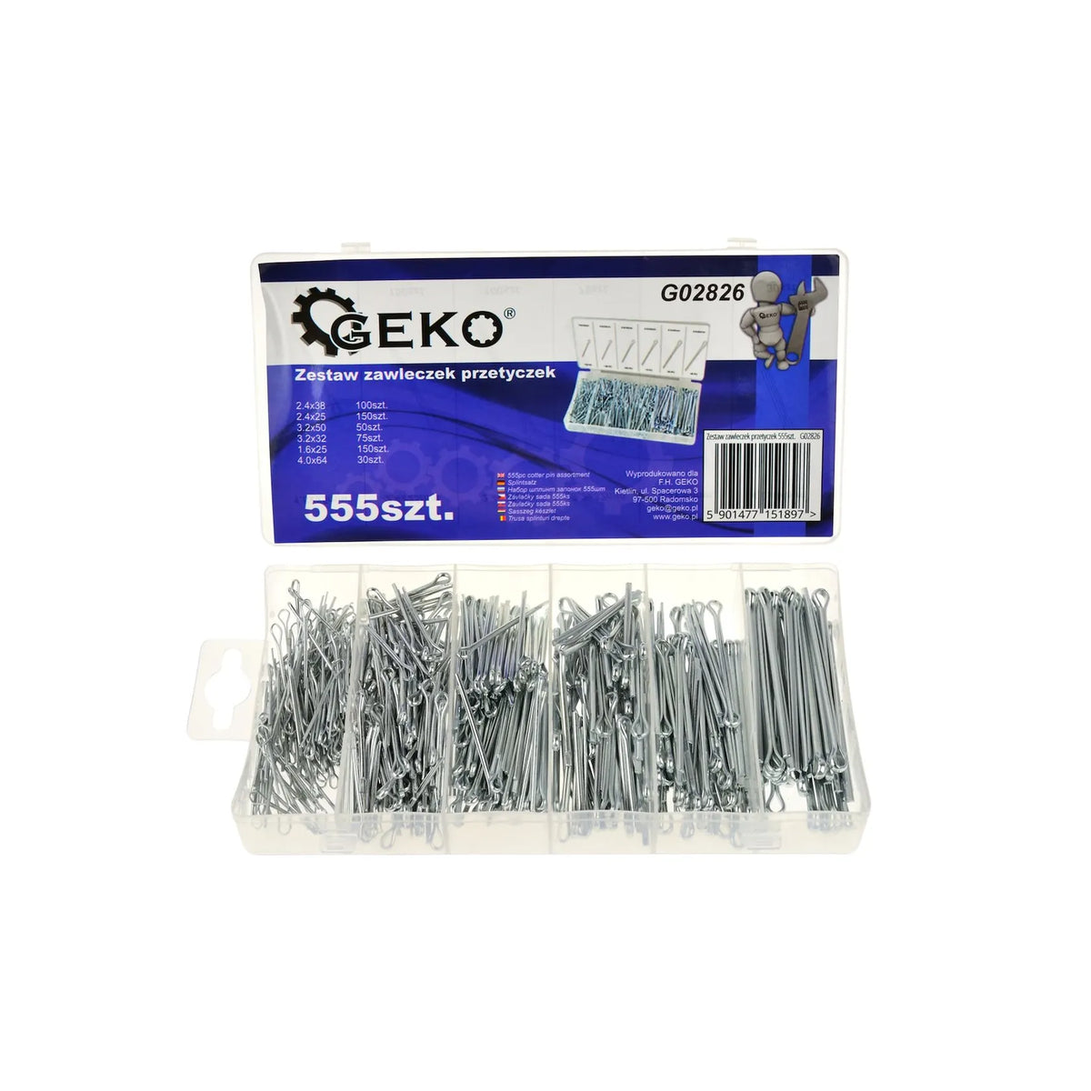 GEKO Assortiment splitpennen 555-delig
