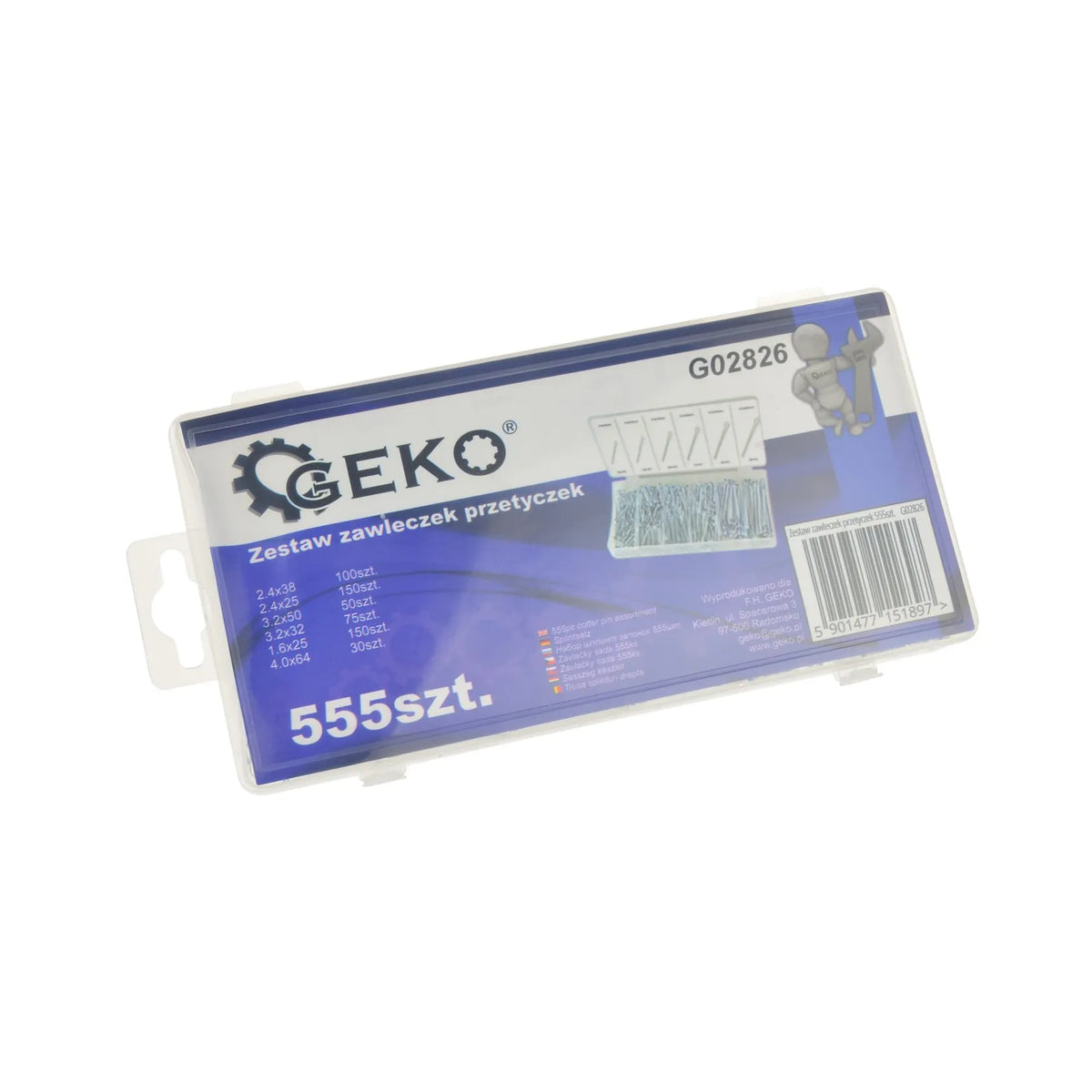 GEKO Assortiment splitpennen 555-delig
