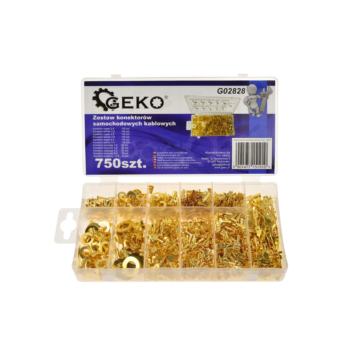 GEKO Assortiment ongeïsoleerde kabelschoenen 750-delig