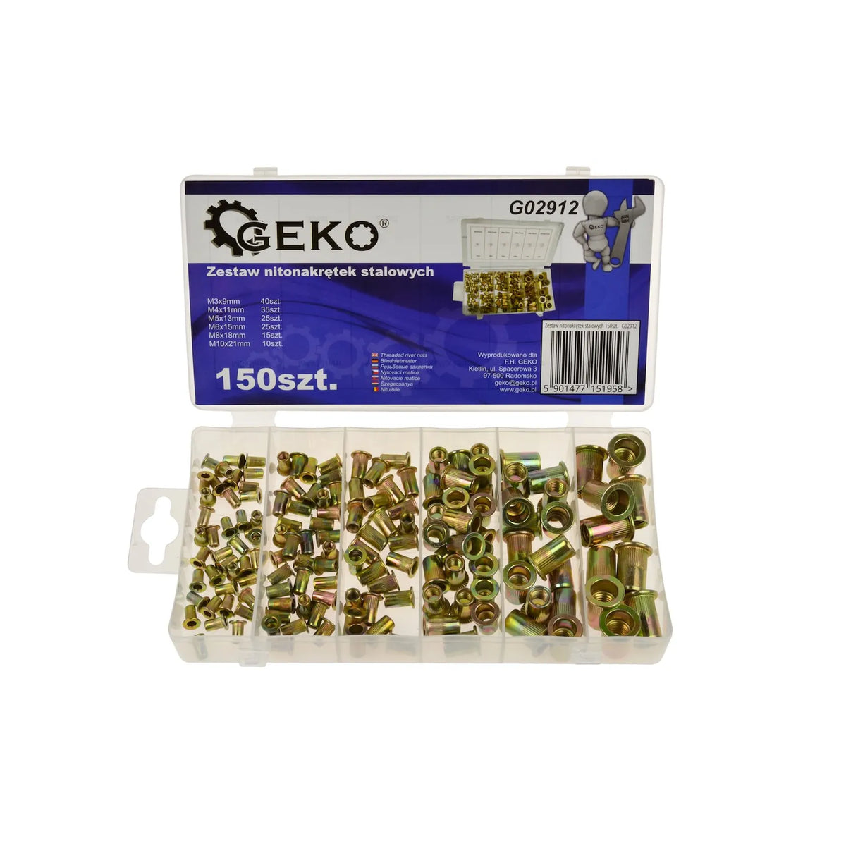 GEKO Assortiment stalen blindklinkmoeren 150-delig