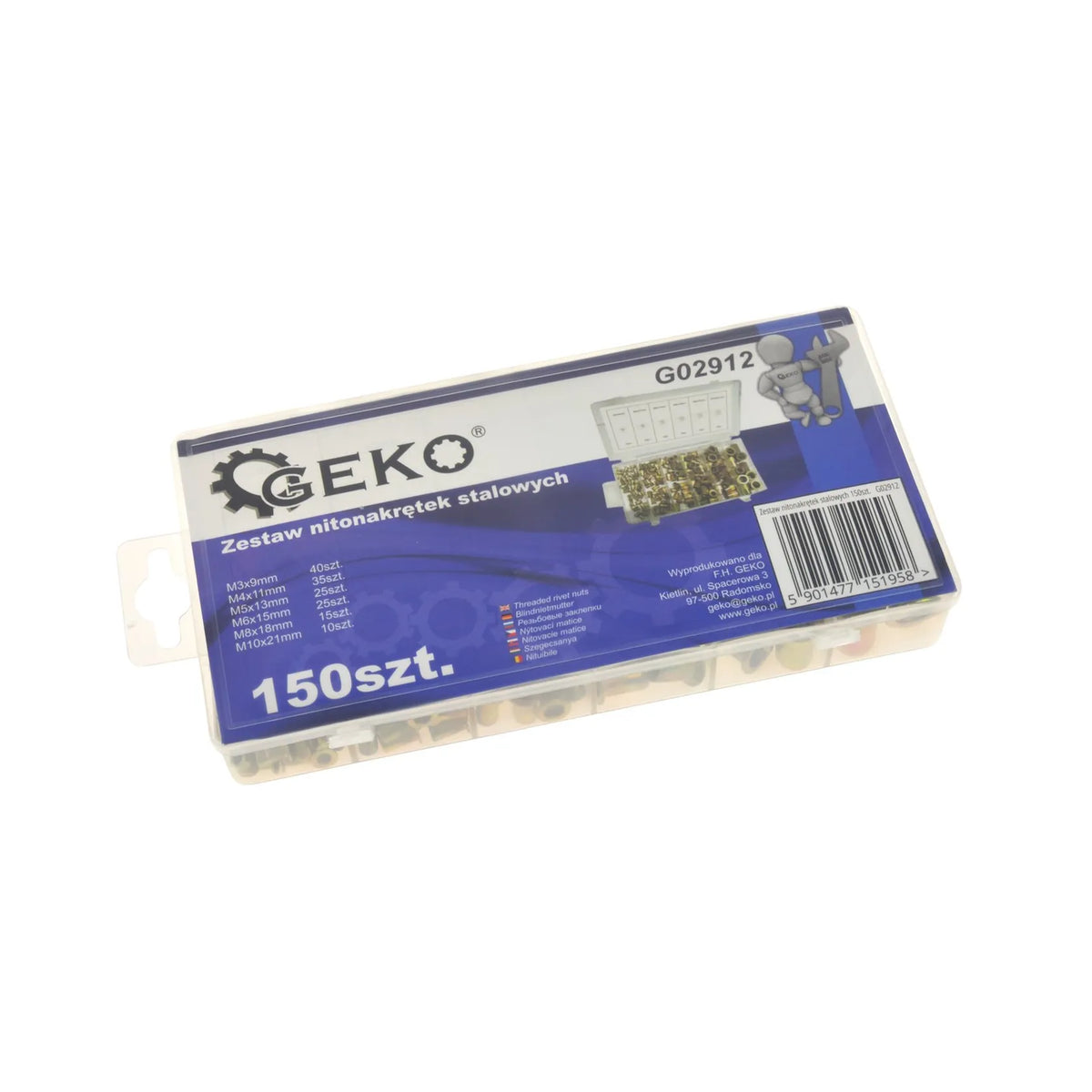 GEKO Assortiment stalen blindklinkmoeren 150-delig