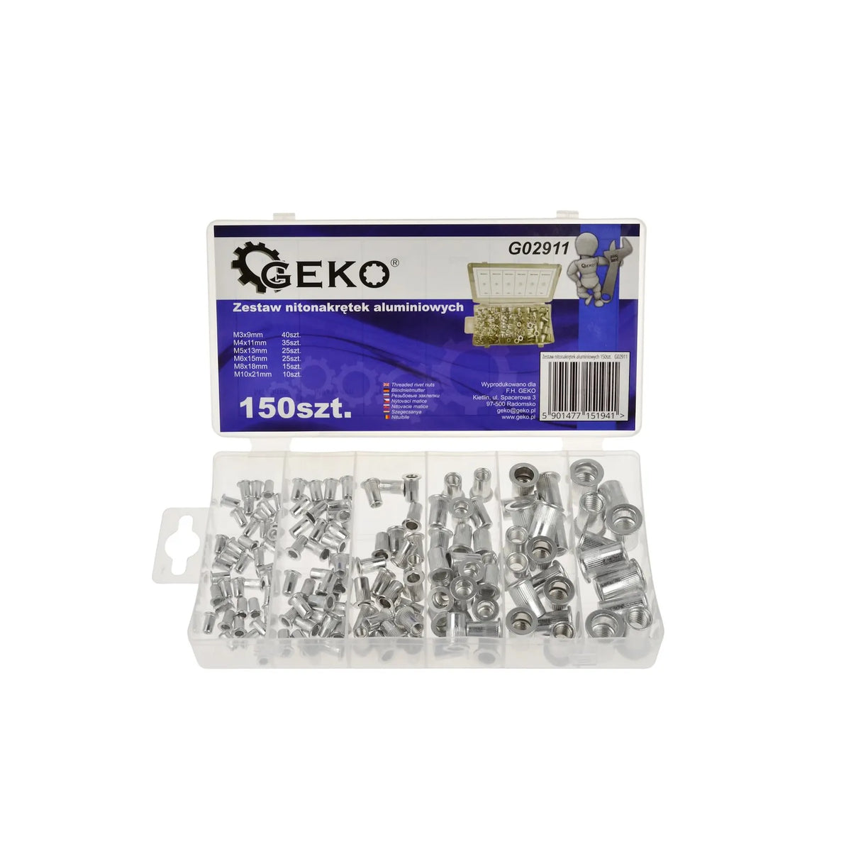 GEKO 150-delig assortiment aluminium blindklinkmoeren