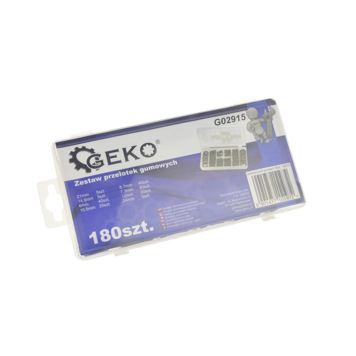 GEKO 180-delig assortiment rubberen doorvoerringen