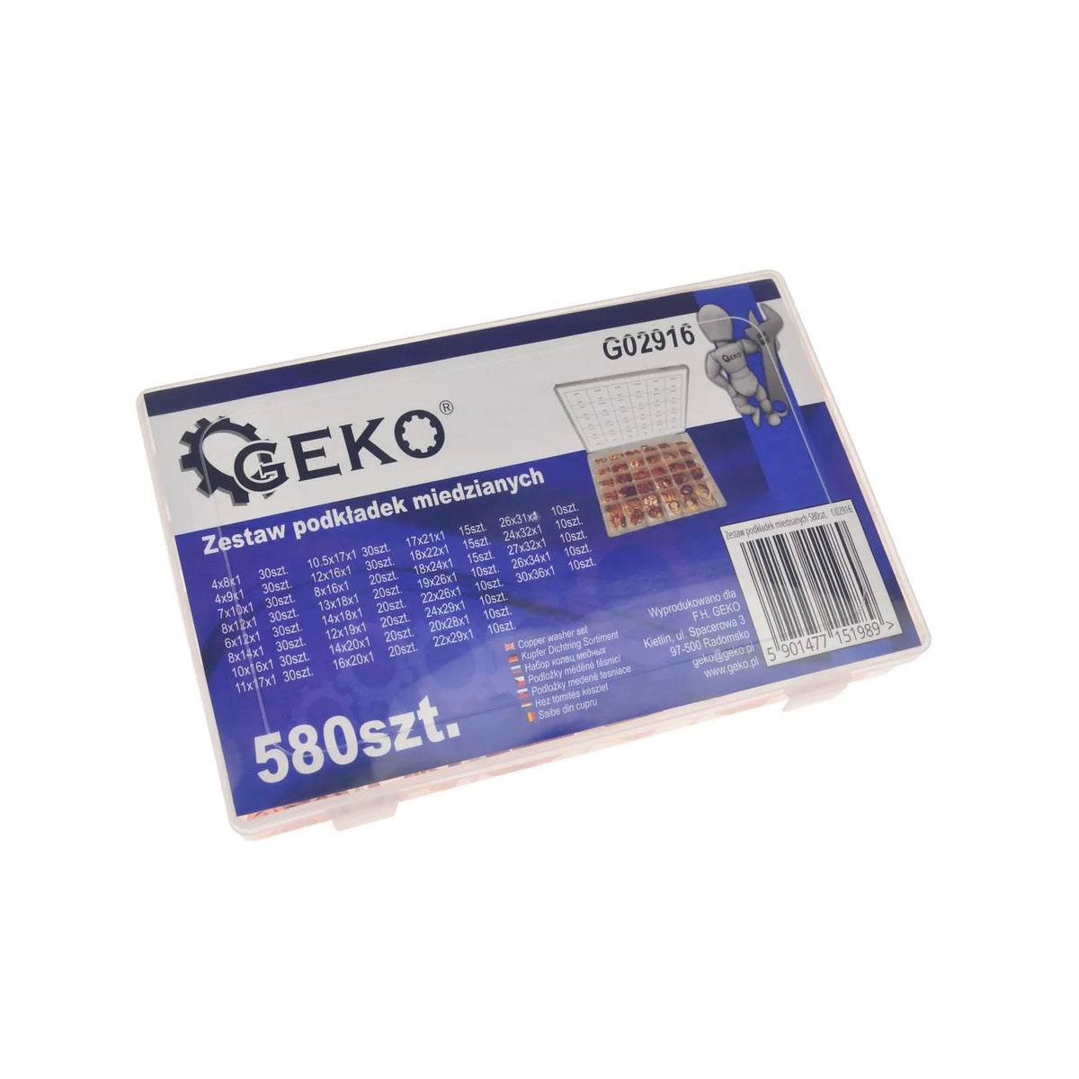 GEKO 580-delig assortiment metrische koperen sluitringen