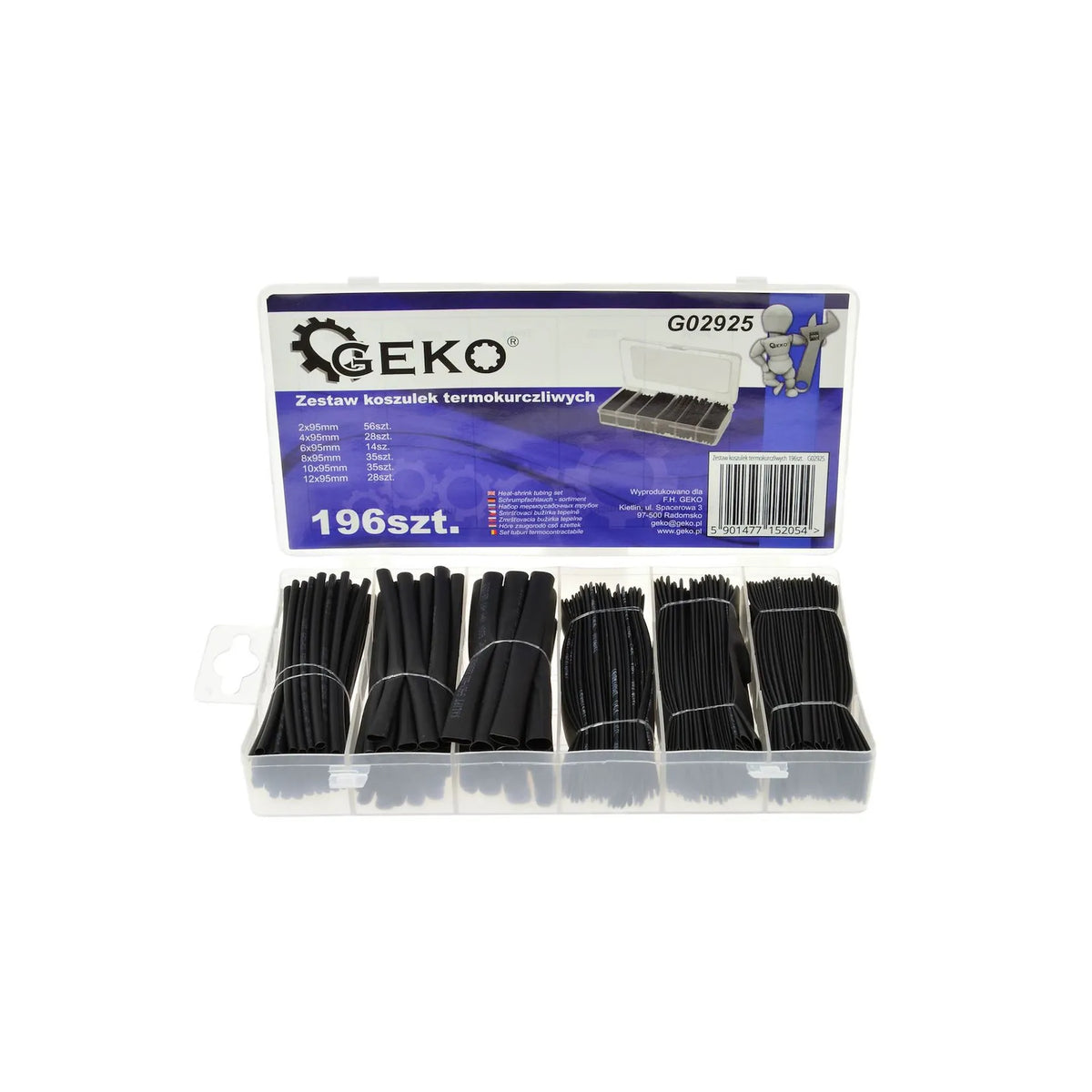 GEKO Assortiment krimpkousen zwart 196-delig