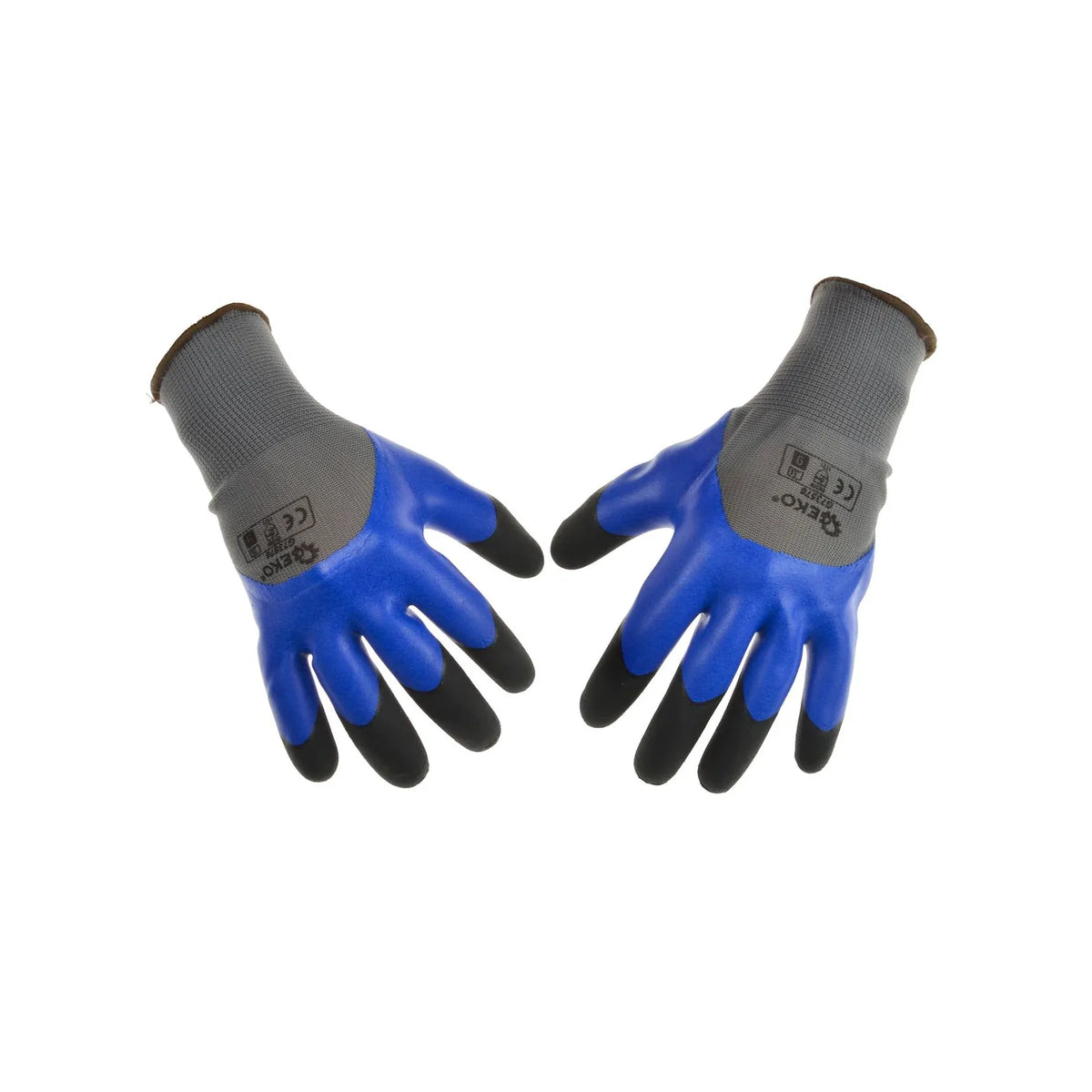 GEKO Blue polyester liner foam latex coated met finger double dipped s.8
