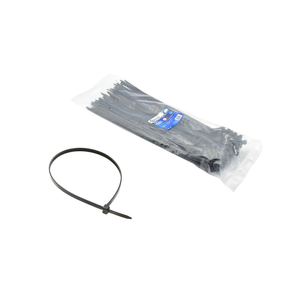 GEKO 350x7.6mm nylon kabelbinders, zwart kleur met UV filter (50-delig)