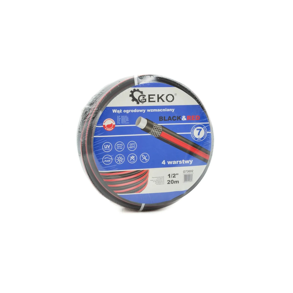 GEKO Tuinslang zwart-rood 1/2" 50m sterk