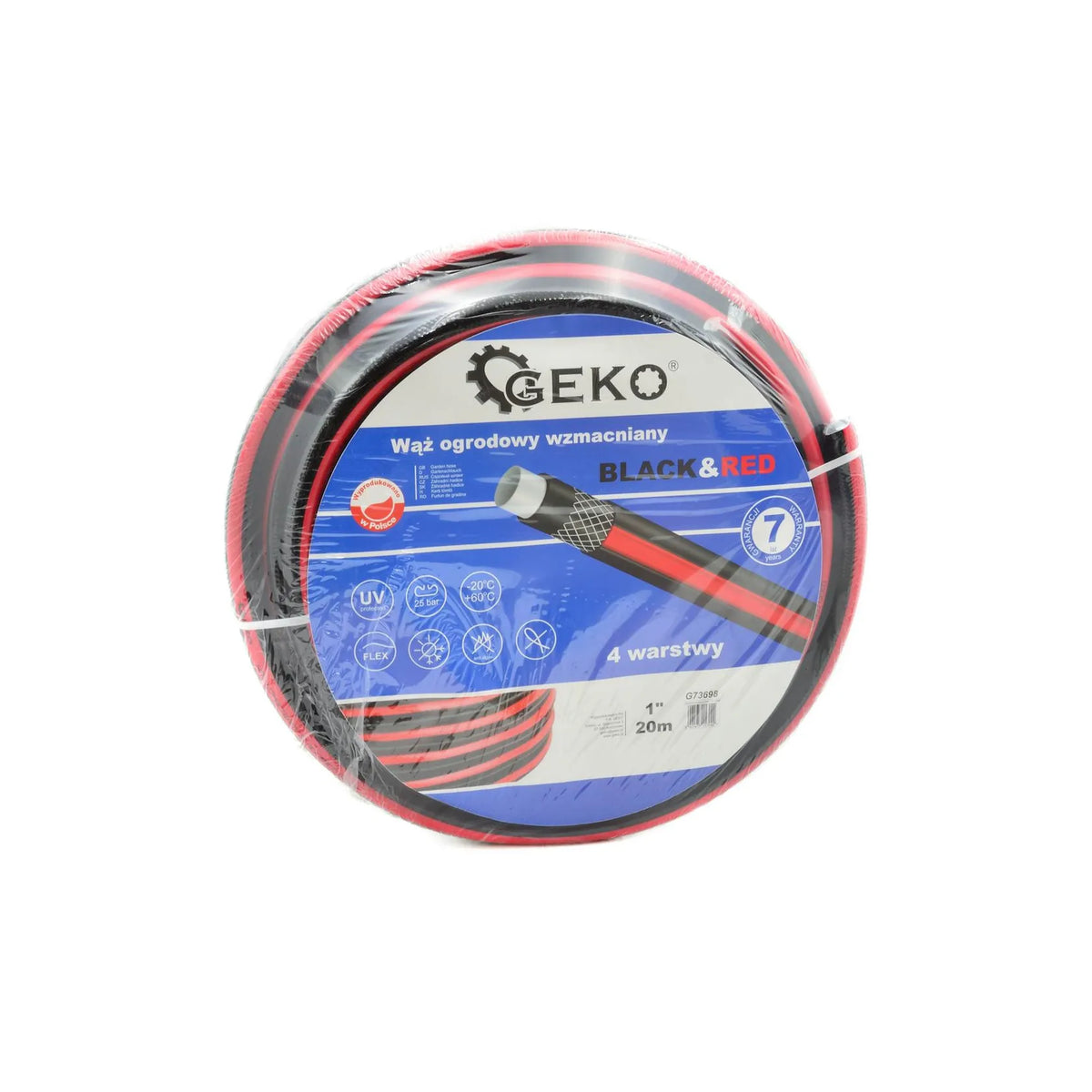 GEKO Tuinslang zwart&rood 1" 30m sterk