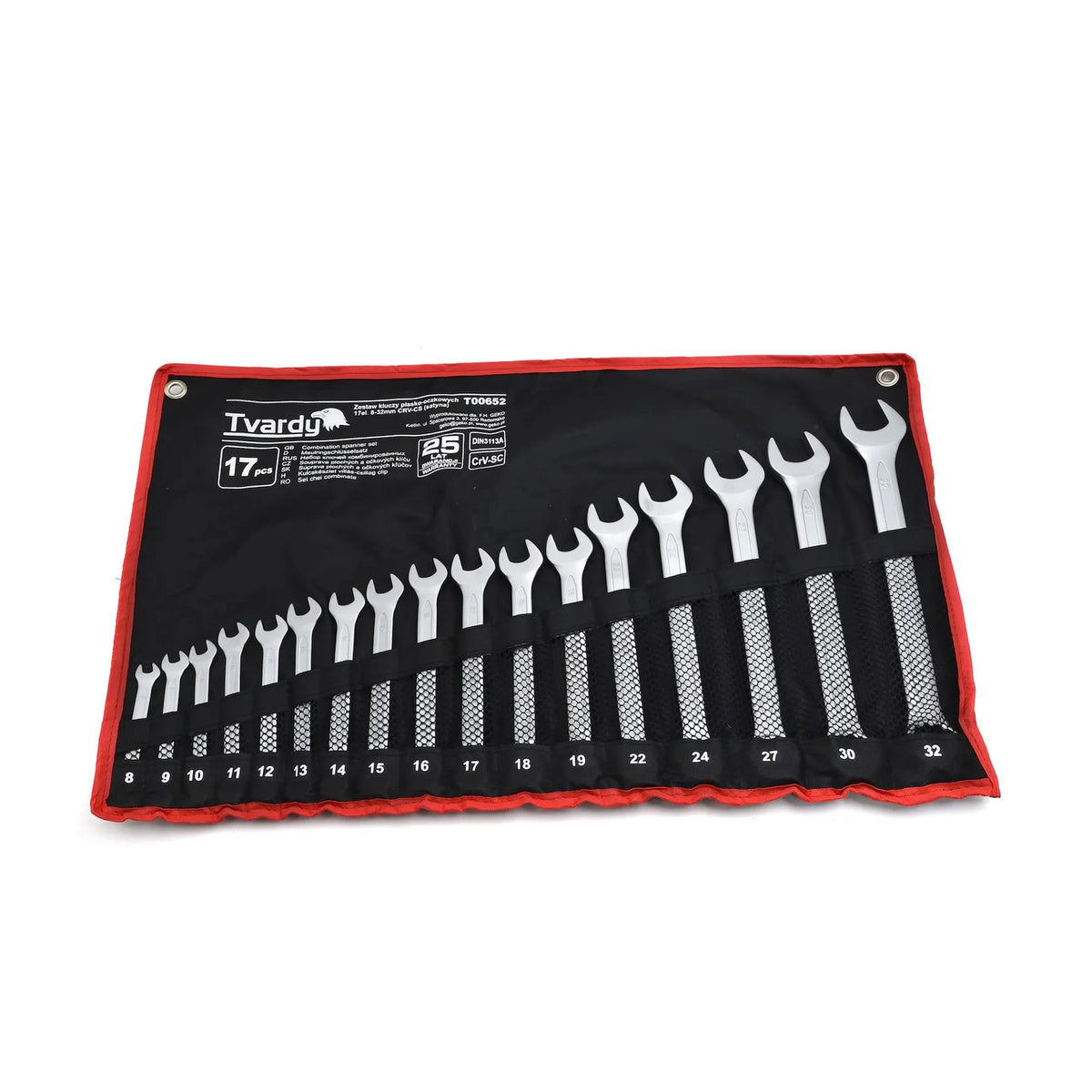 Tvardy Set steeksleutels 17-delig 8-32mm satin CRV koudgeslagen