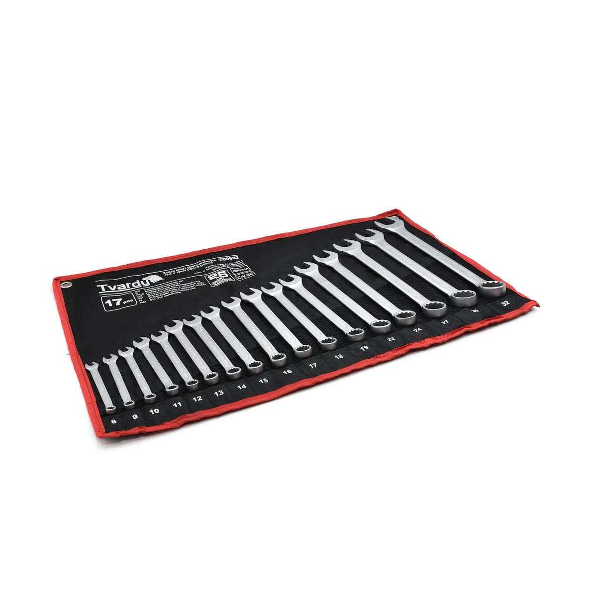 Tvardy Set steeksleutels 17-delig 8-32mm satin CRV koudgeslagen