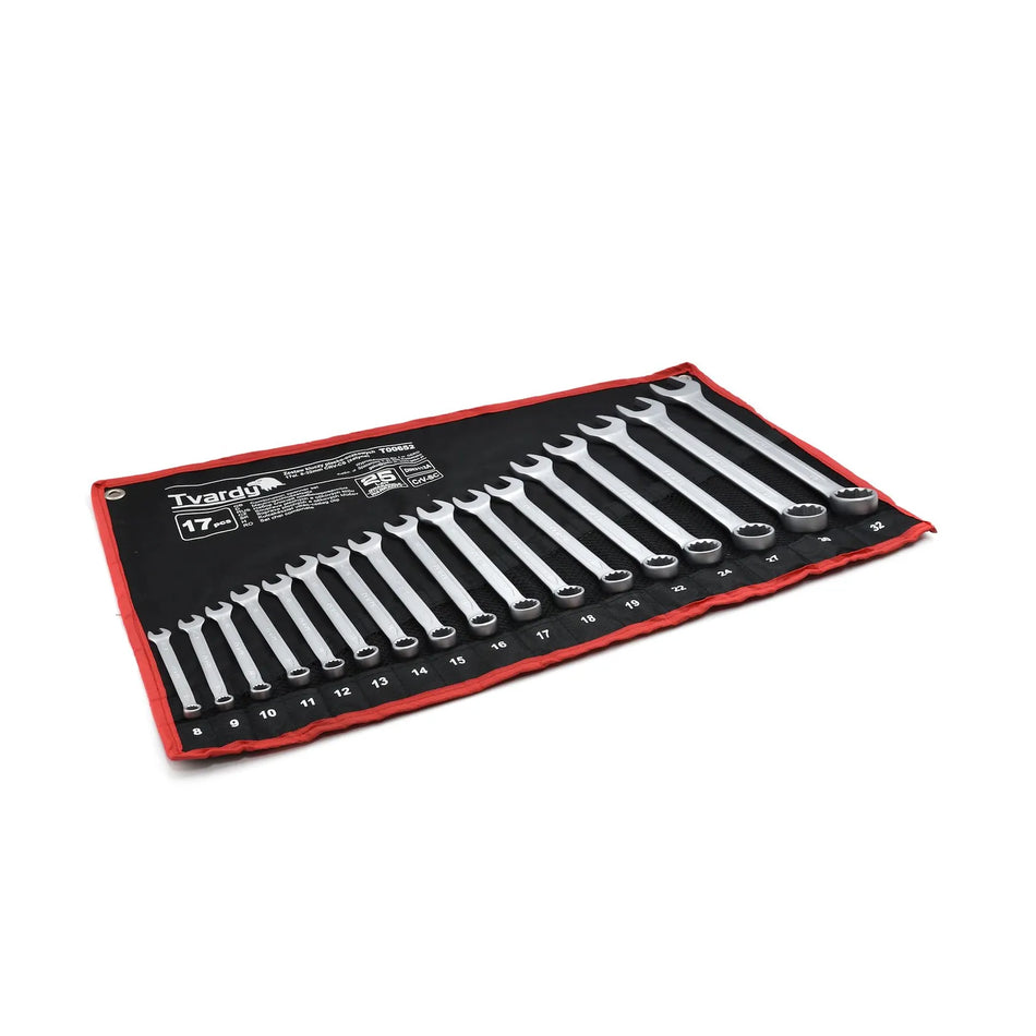 Tvardy Set steeksleutels 17-delig 8-32mm satin CRV koudgeslagen