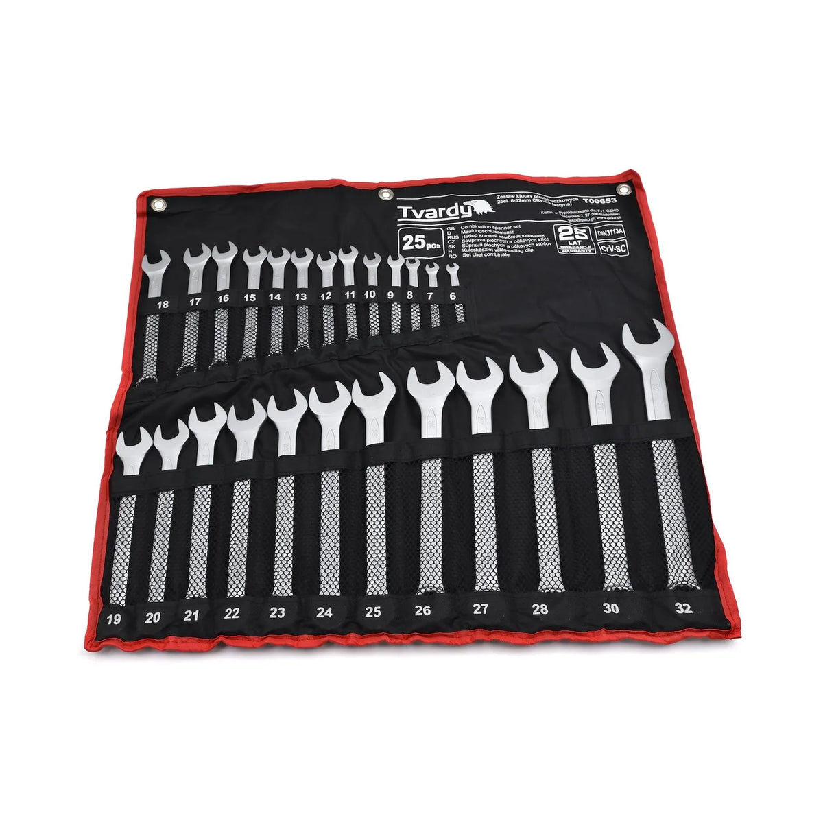 Tvardy Set steeksleutels 25-delig 6-32mm satin CRV koudgeslagen