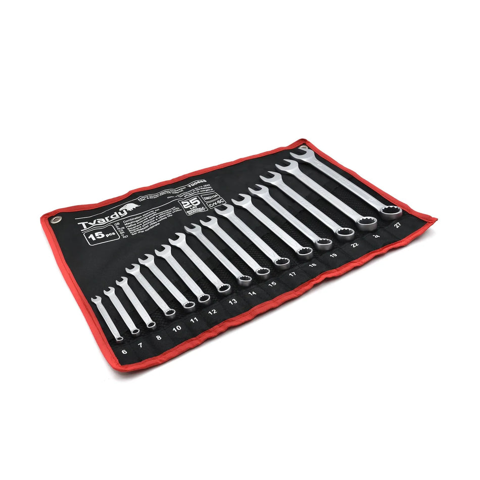 Tvardy Steeksleutelset 15-delig 6-27mm satin CRV koudgesmede