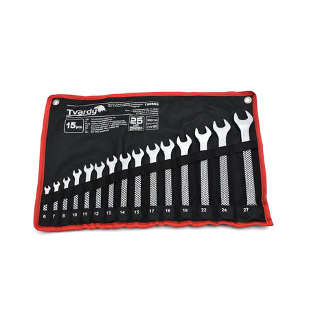 Tvardy Steeksleutelset 15-delig 6-27mm satin CRV koudgesmede