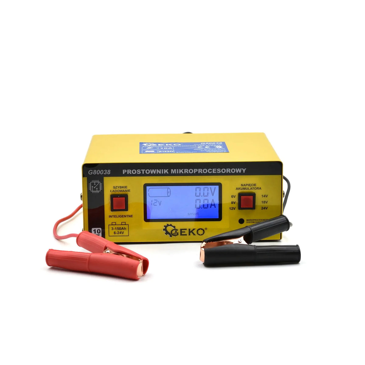 GEKO Automatische Batterijlader LCD 6/12/24V 10A