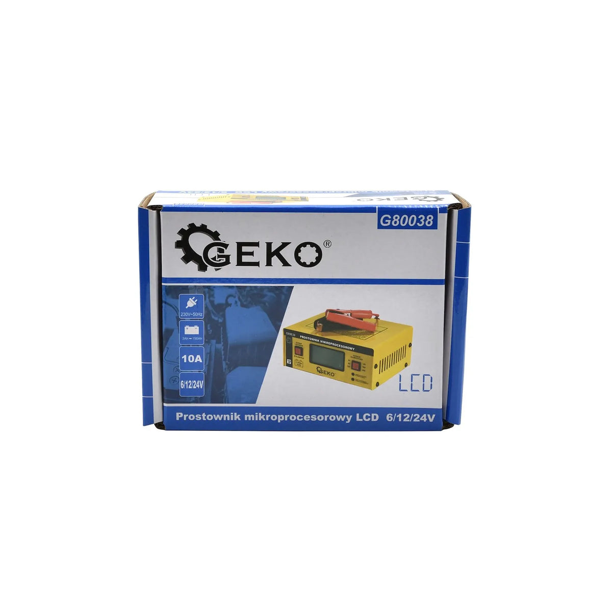 GEKO Automatische Batterijlader LCD 6/12/24V 10A