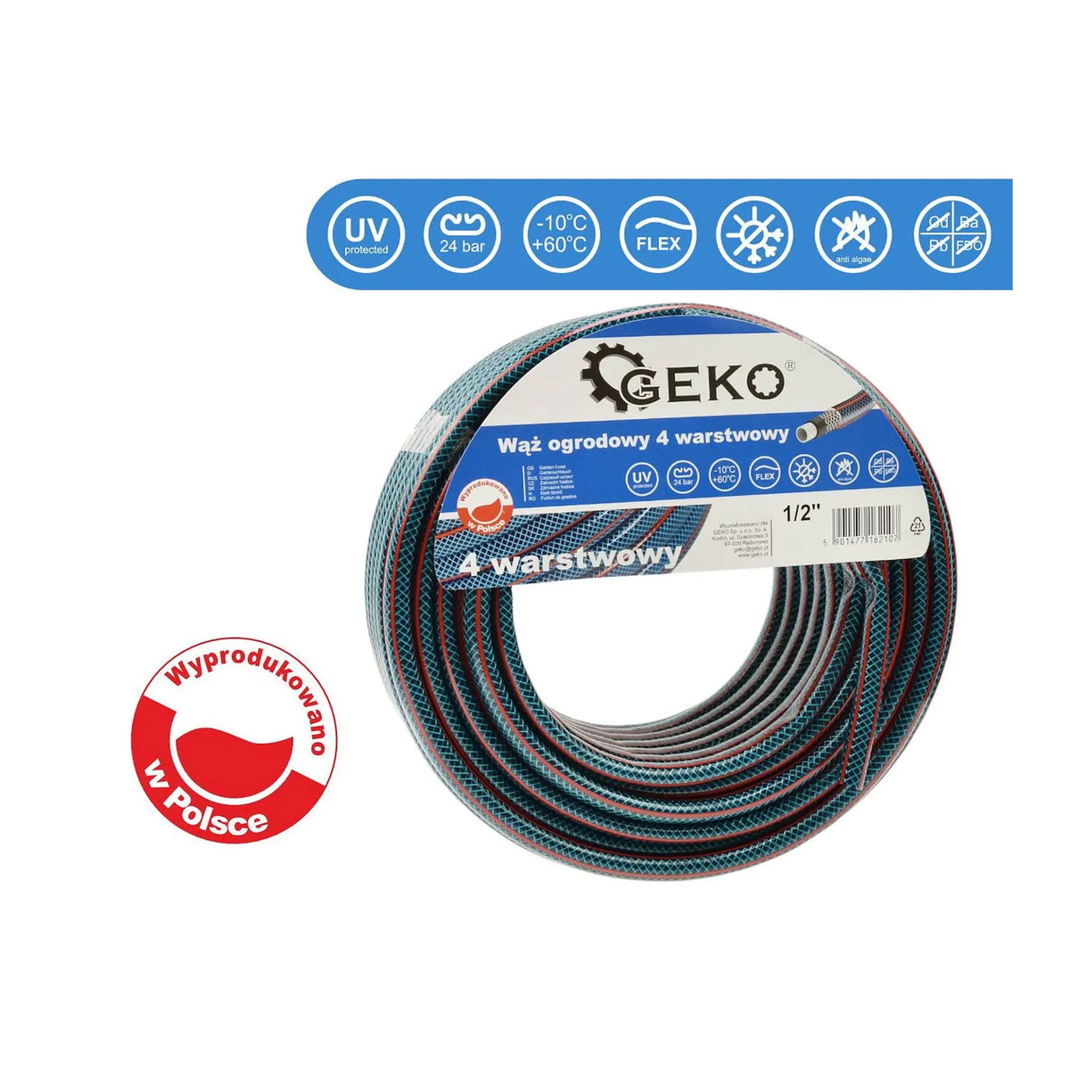 GEKO Tuinslang 4-laags 1/2" 30m nieuw